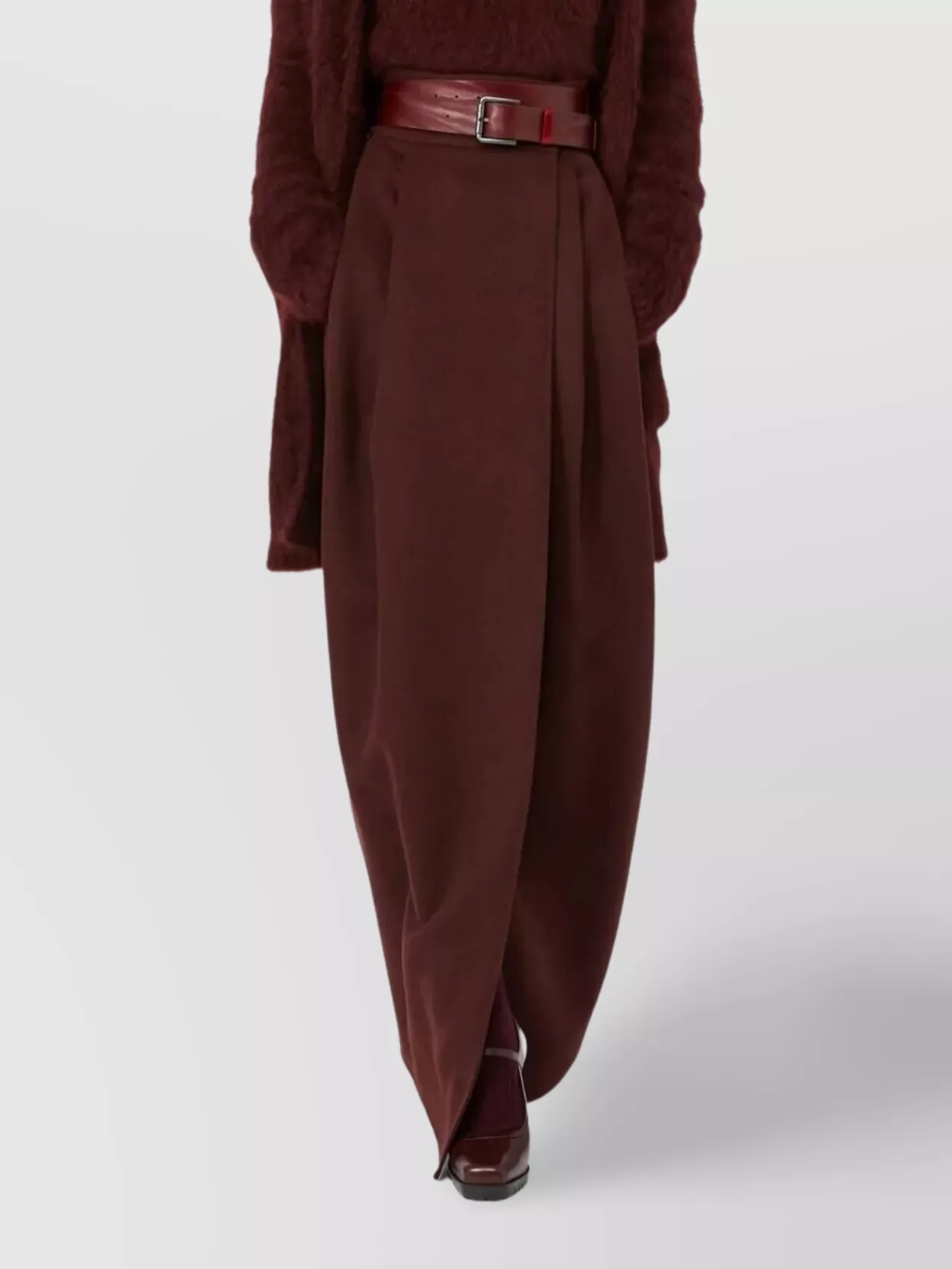 Max Mara High Waist Pleated Long Skirt In Red