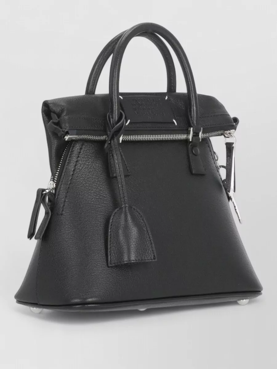 Maison Margiela 5Ac Shearling-Trim Leather Tote Bag