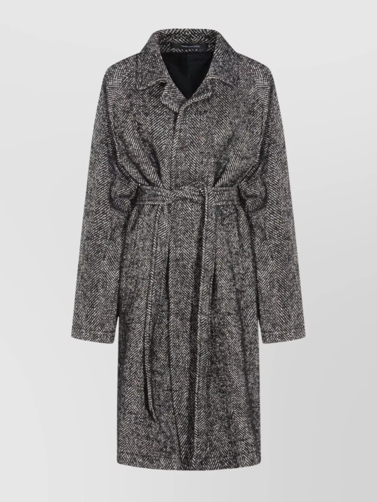 Tagliatore Herringbone Pattern Mid-length Coat Belted In Gray