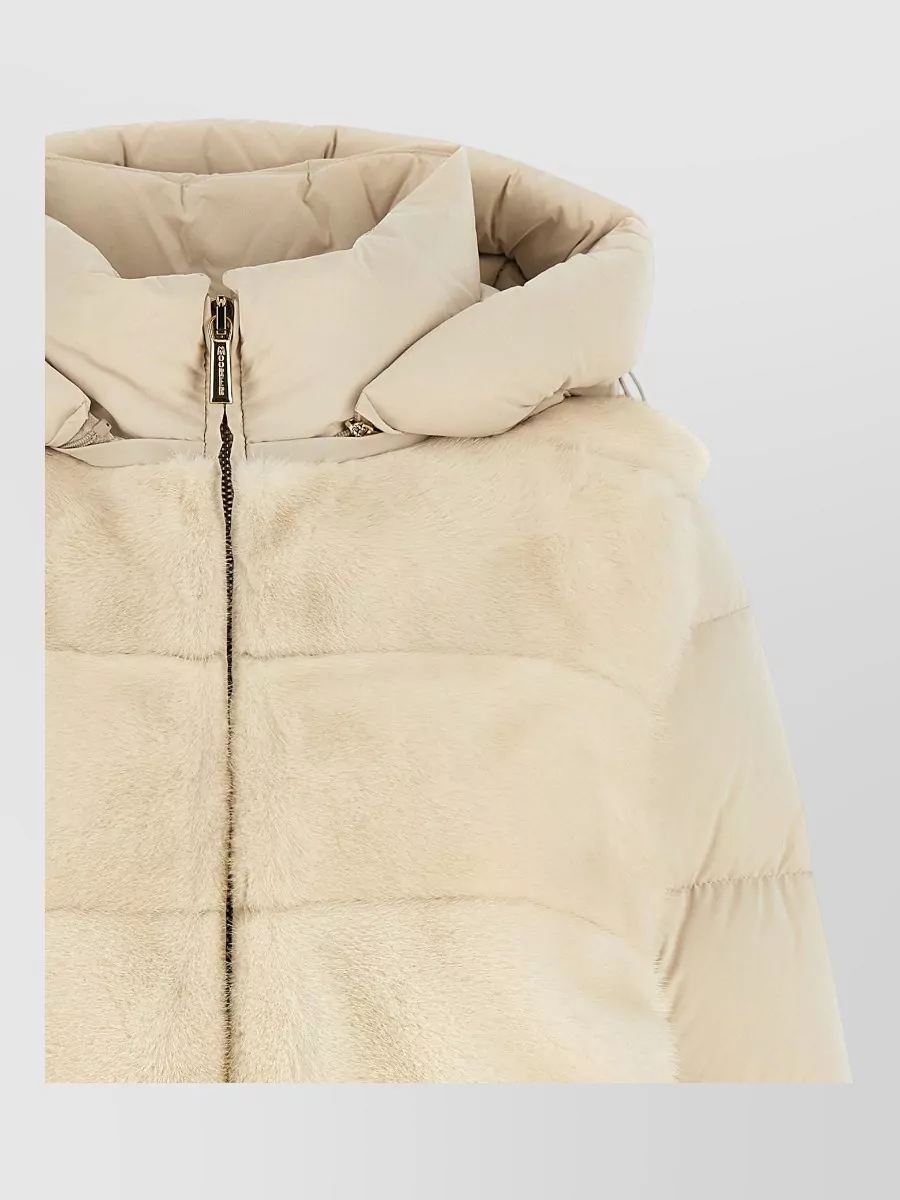 Moorer Cashmere Shearling Panel Quilted Down Jacket