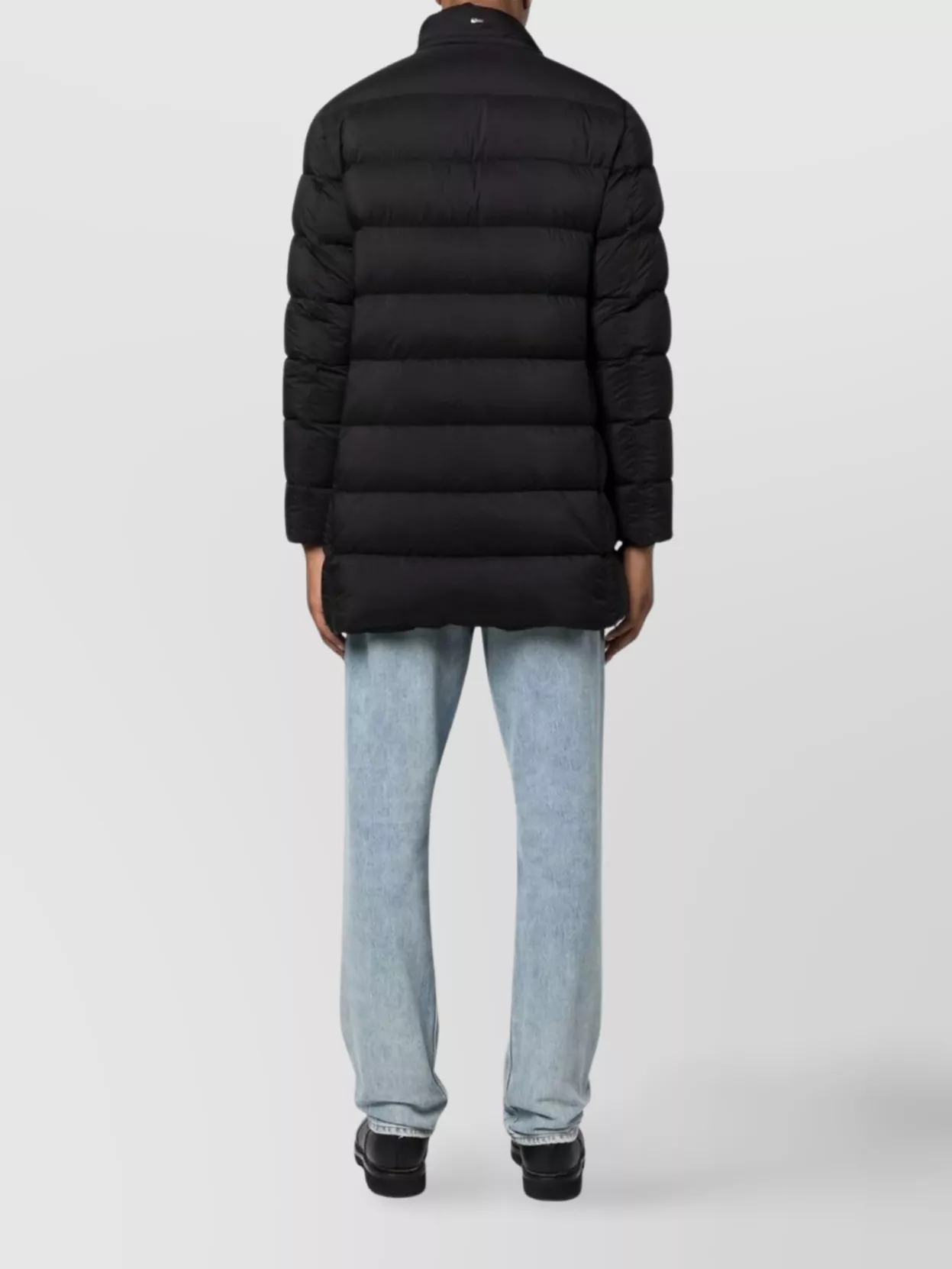 Herno Woven Half Coat With Structured Silhouette In Black
