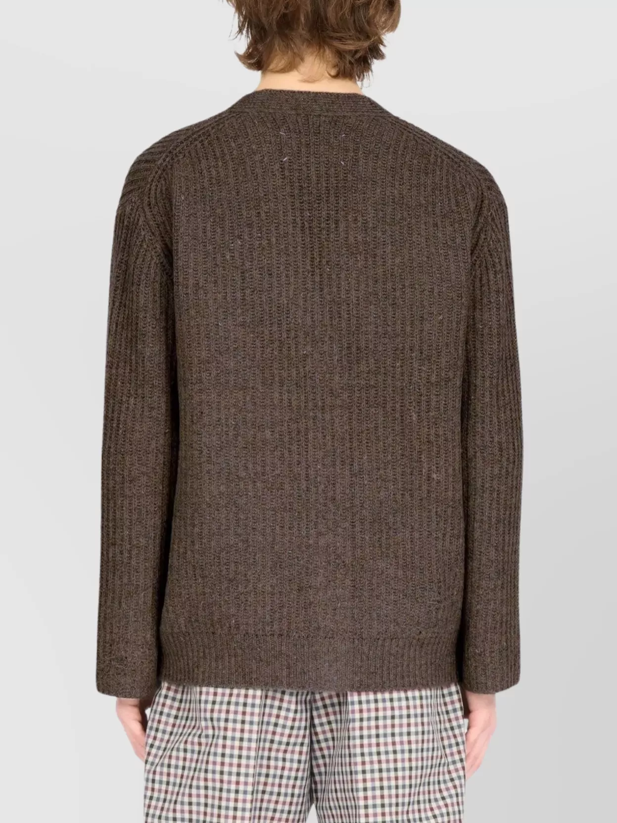 Maison Margiela Ribbed Wool Cardigan Front Pocket