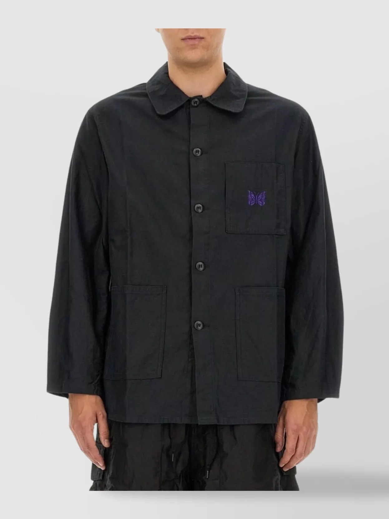 Shop Needles Logo Embroidered Shirt Front Pockets