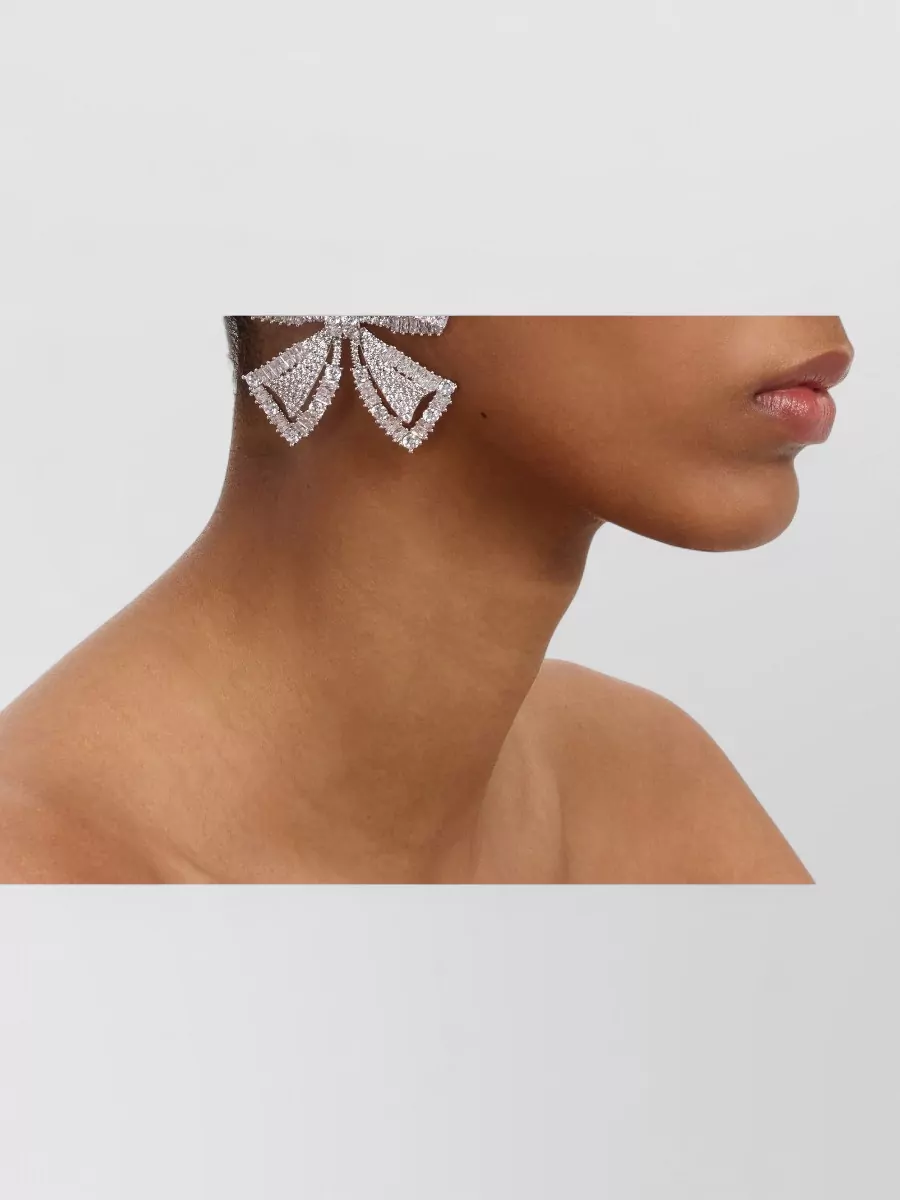 Self-Portrait Crystal-Embellished Bow Earrings