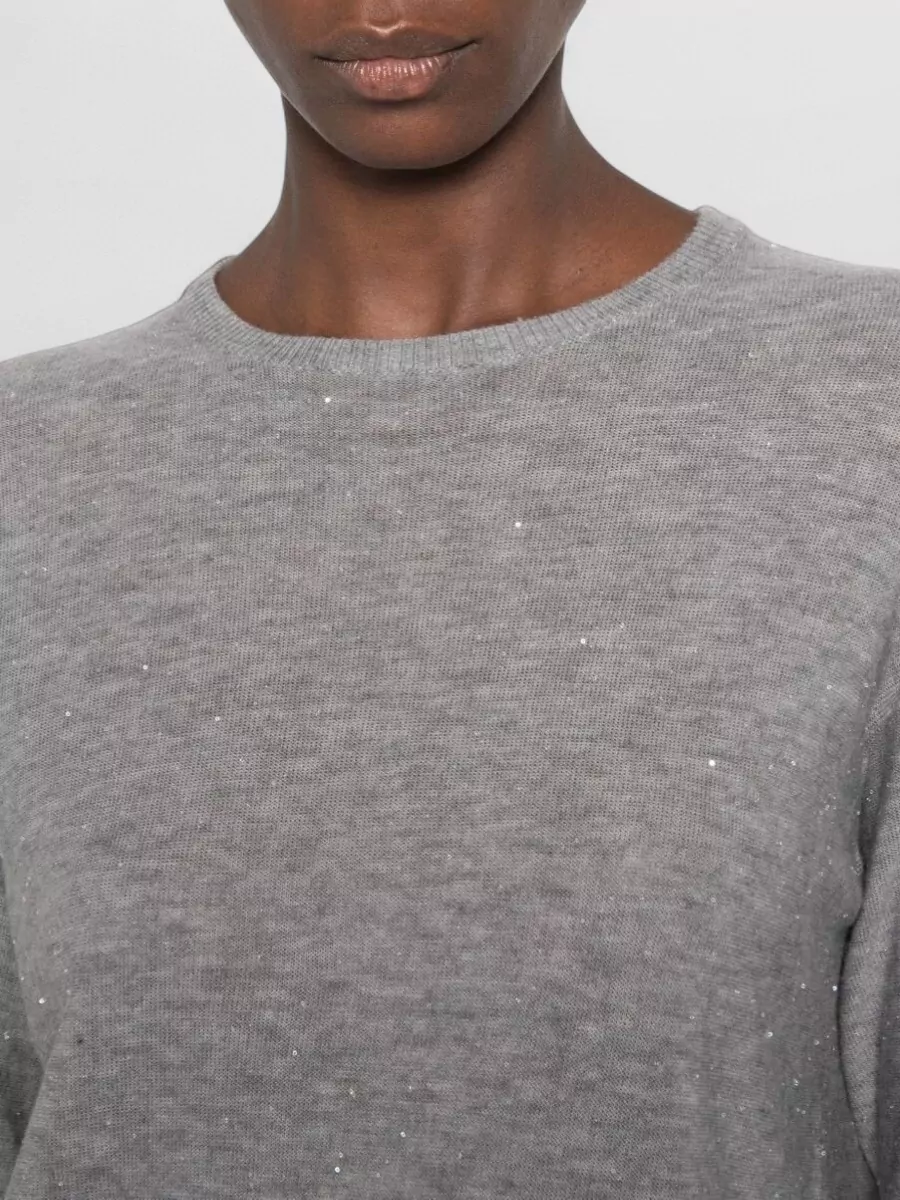 Fabiana Filippi Wool Sequin-Embellished Fine-Knit Crewneck Sweater