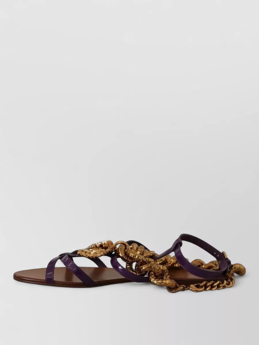 Dolce&Gabbana Leather Flat Sandals