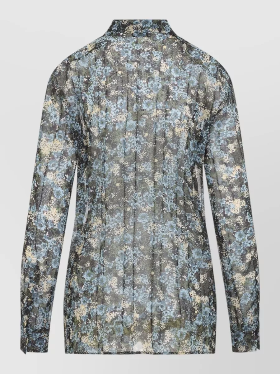 Dries Van Noten Floral Print Sheer Shirt