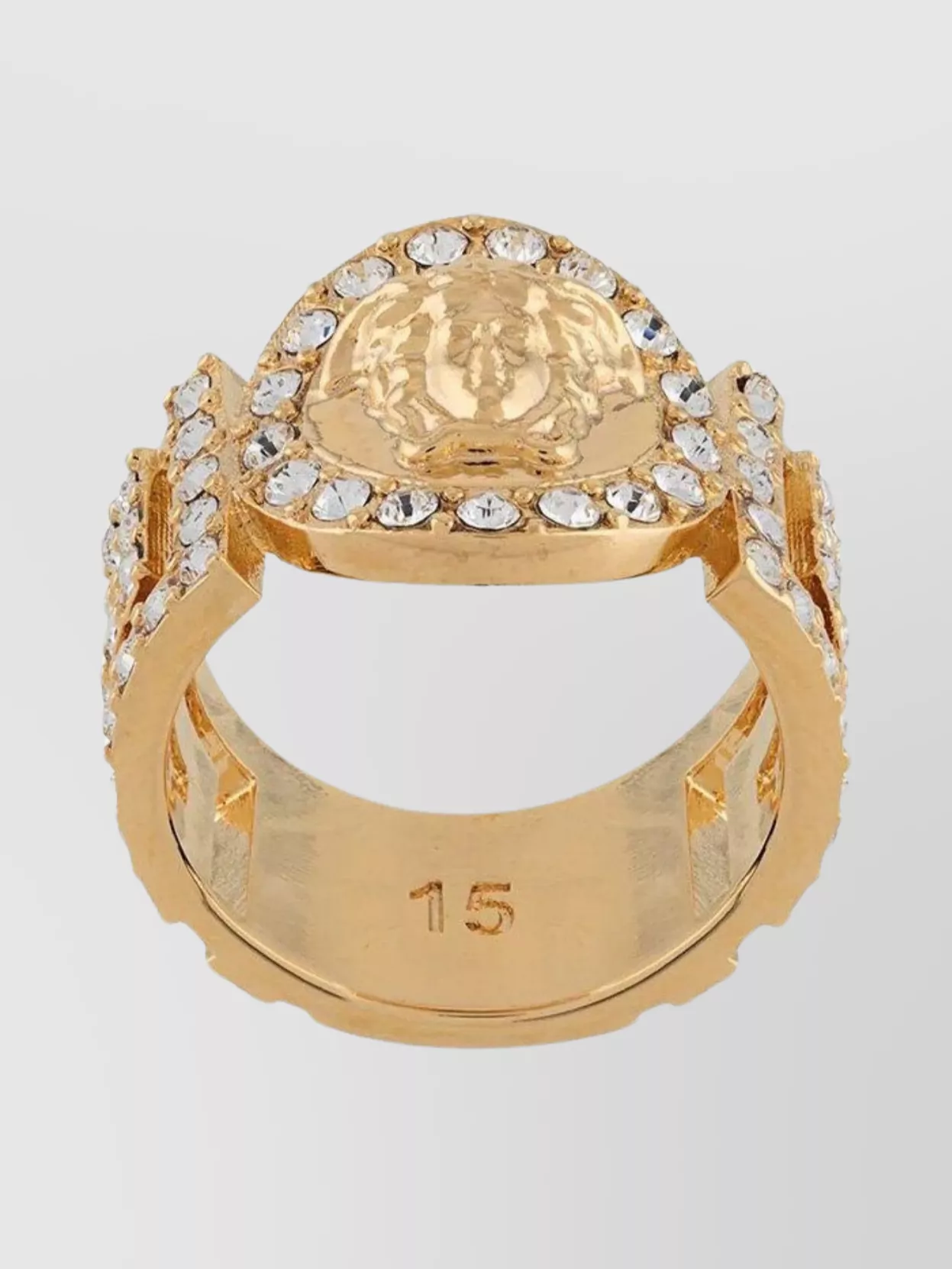 Shop Versace Crystal Embellished Metal Ring