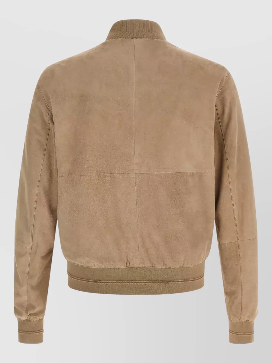 Pal Zileri Suede Panelled High-Neck Bomber Jacket