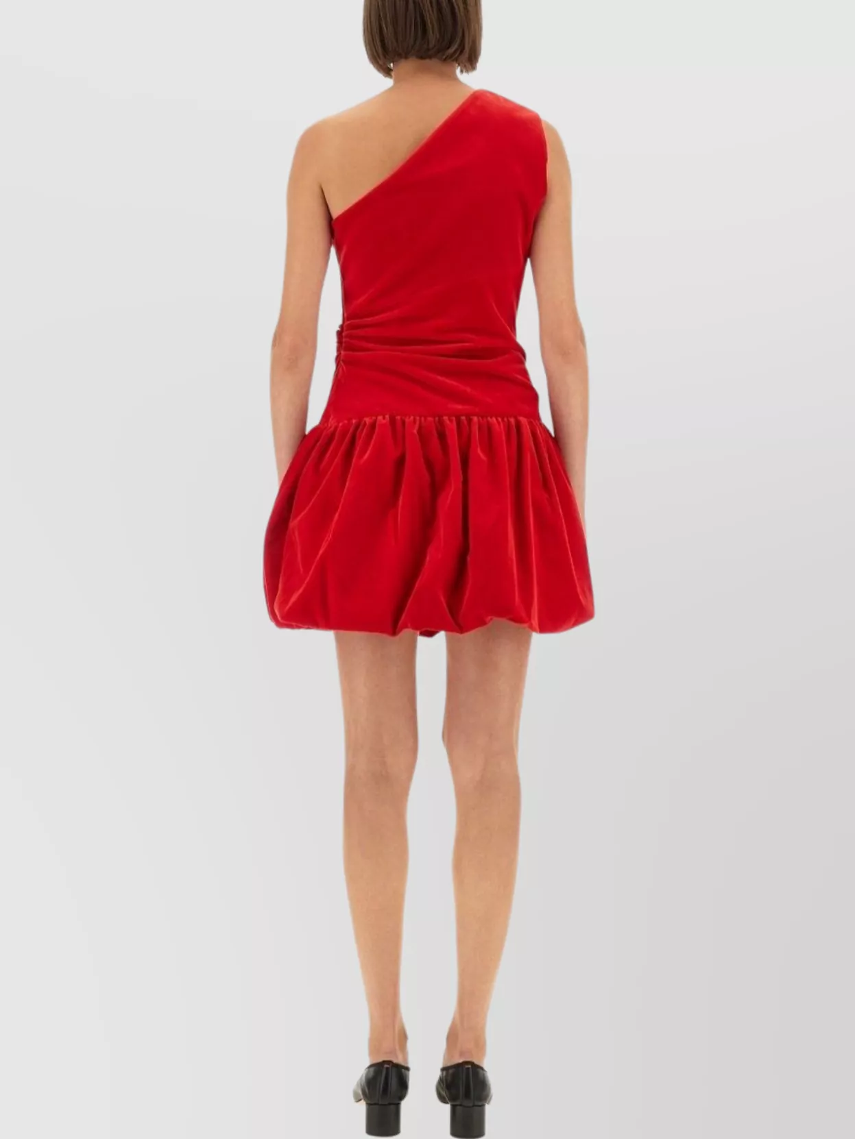 Patou One Shoulder Bubble Hem Velvet Dress
