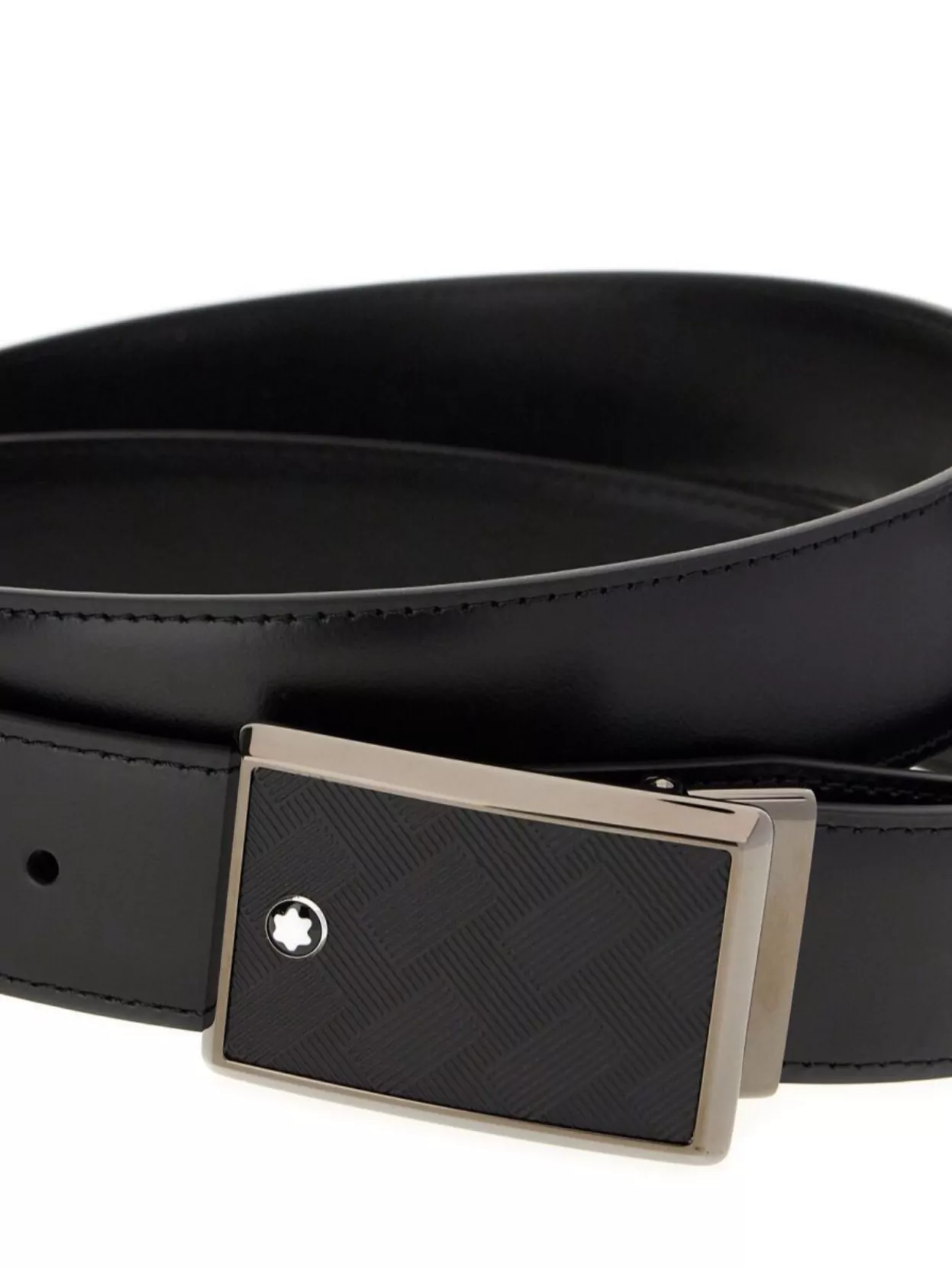 Montblanc Leather Belt With Rectangular Buckle And Adjustable Length