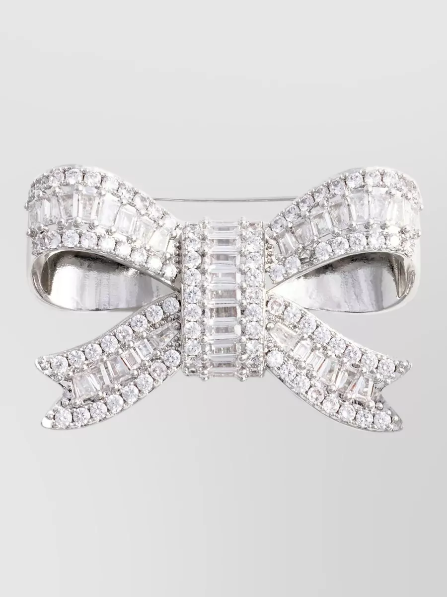 Self-Portrait crystal-embellished bow brooch