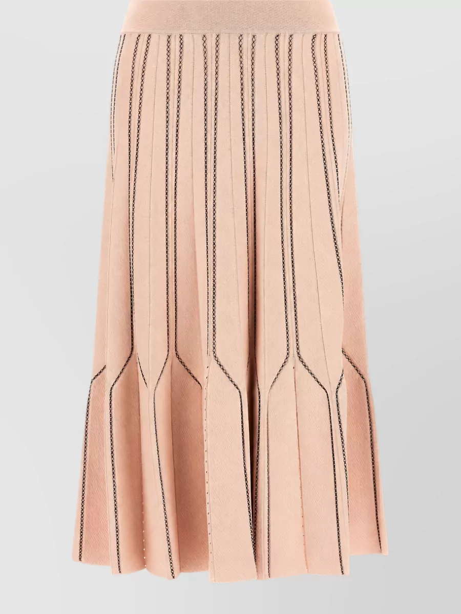 Elisabetta Franchi Ribbed High-Rise Pleated Midi Skirt