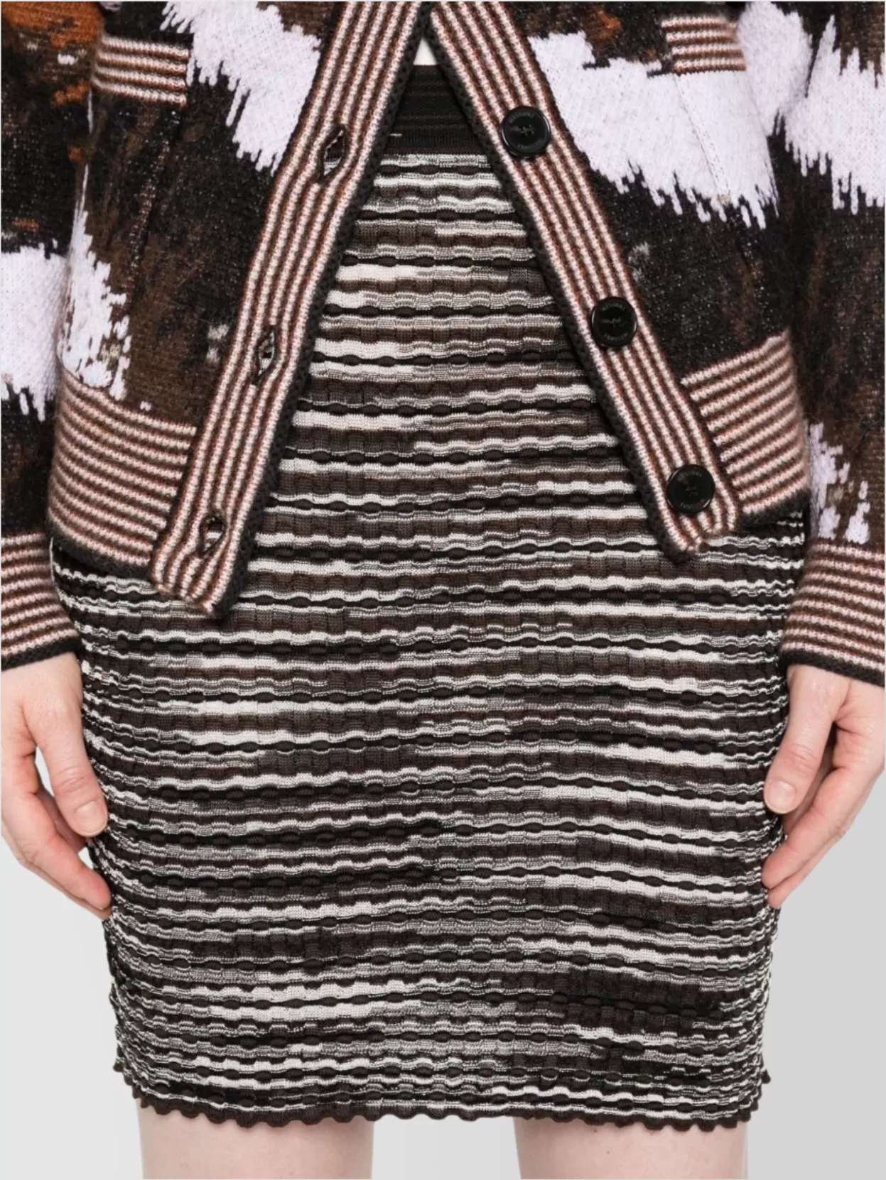 Missoni Textured Knee-Length Skirt Featuring Stripes