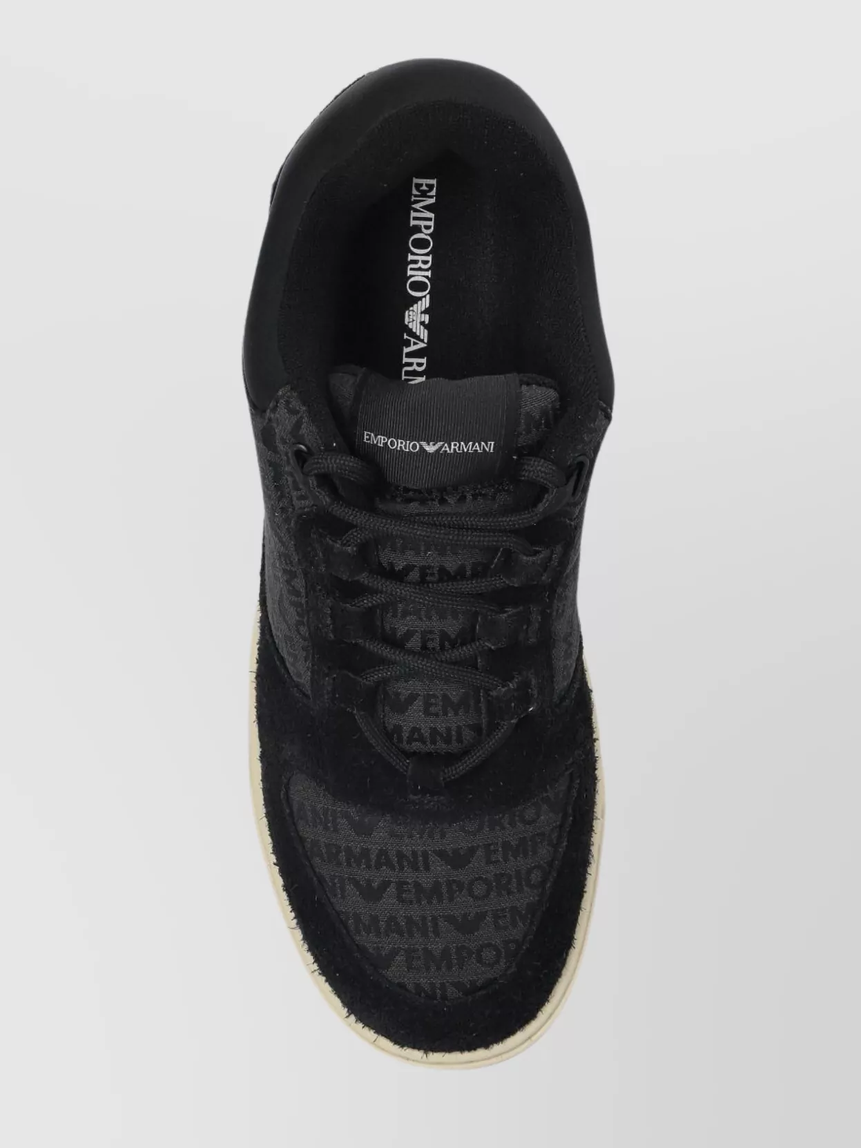 Emporio Armani Low-Top Round Toe Rubber Sole Sneakers