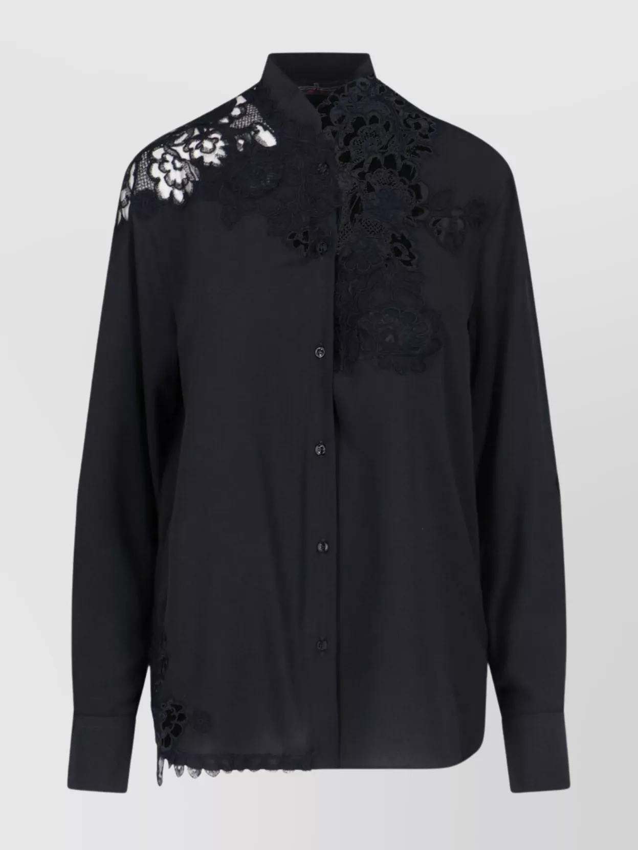 Ermanno Scervino Embroidered Floral Long Sleeve Top With Cuff Detail