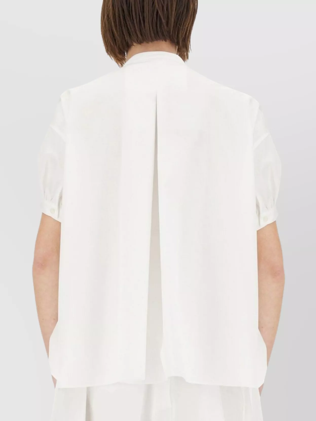 ASPESI SHORT SLEEVE COTTON SHIRT WITH BACK PLEAT 