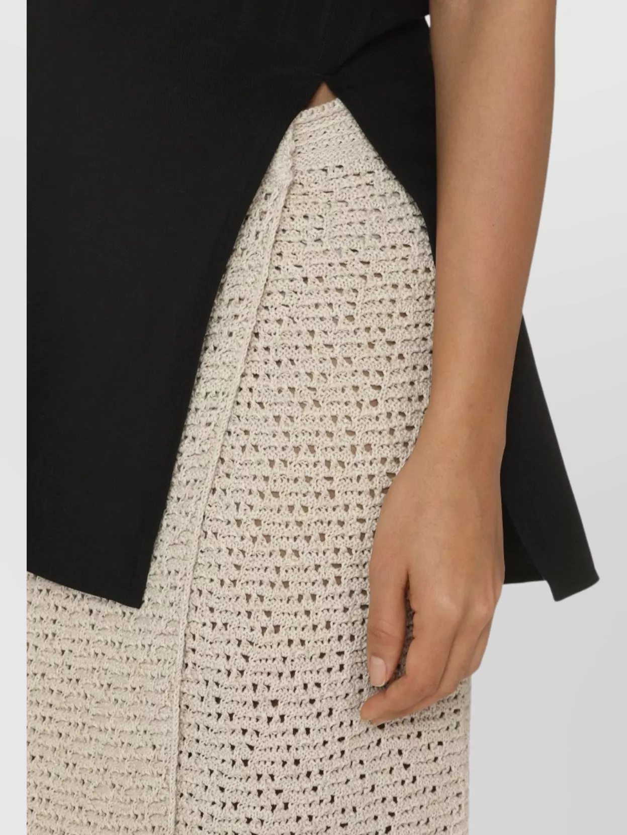 Bottega Veneta Cotton Wrap Skirt Crochet Effect In Neutral