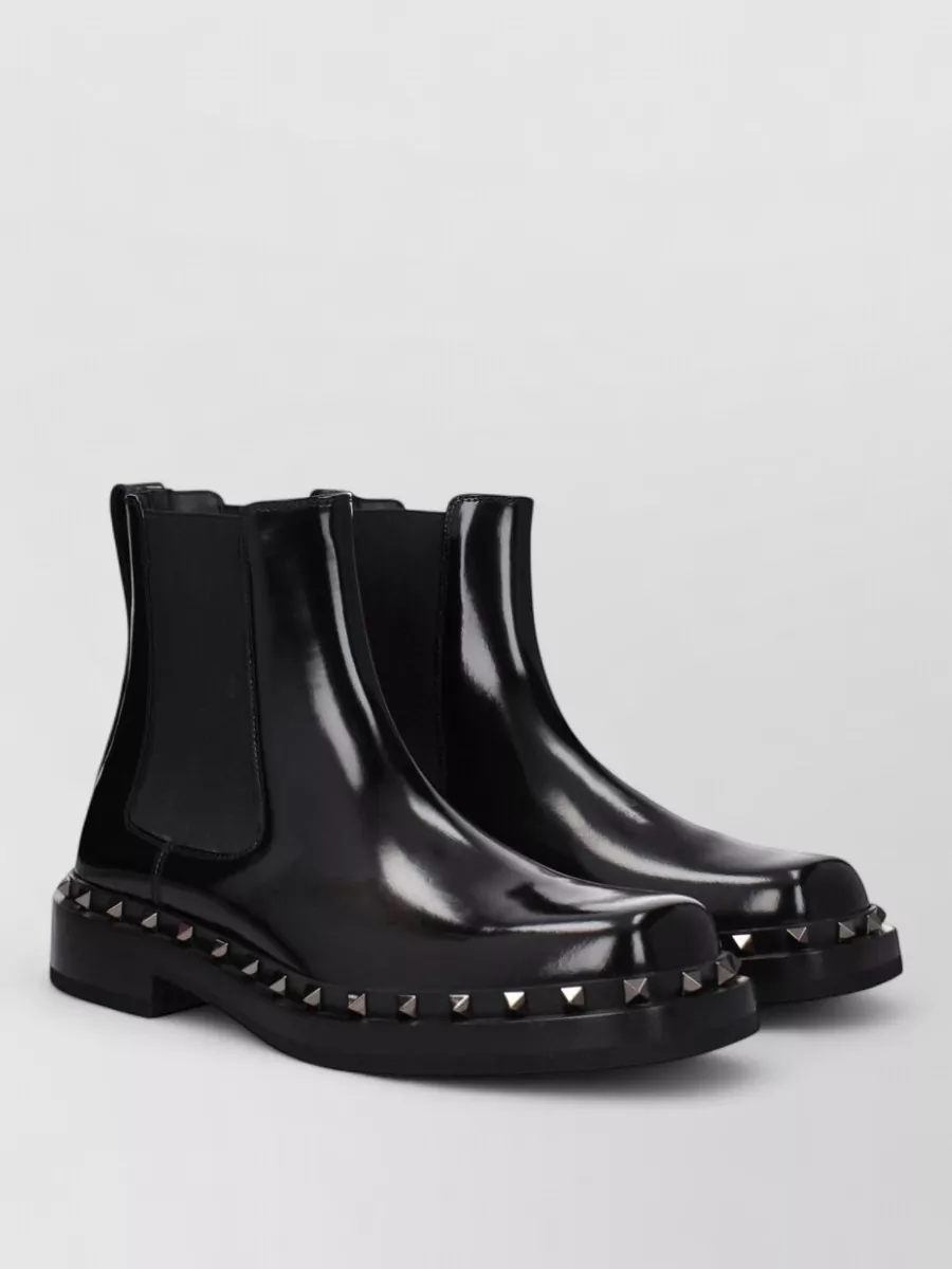 Valentino Garavani Leather Studded Ankle Boots
