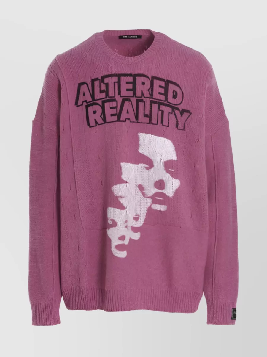 Shop Raf Simons Altered Reality Knit Jumper In Purple