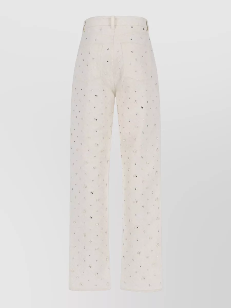 Golden Goose Embellished Straight Trousers Featuring Pockets In Neutral