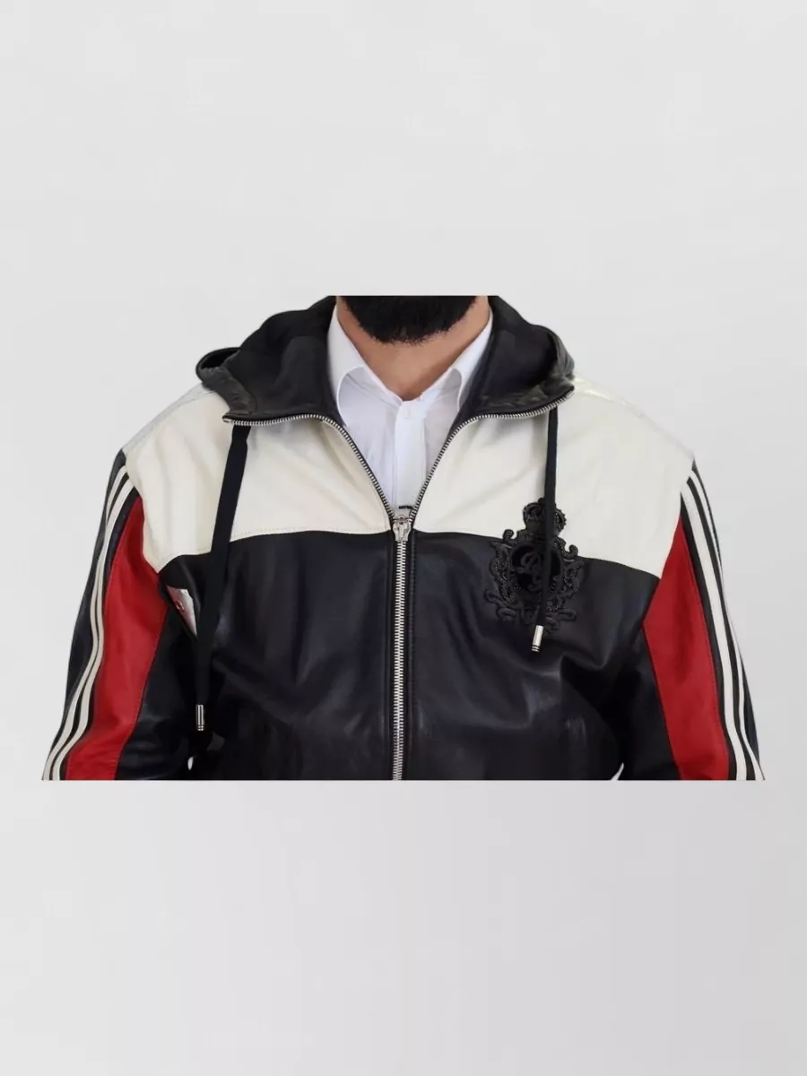 Dolce&Gabbana Leather Hooded Blouson Jacket