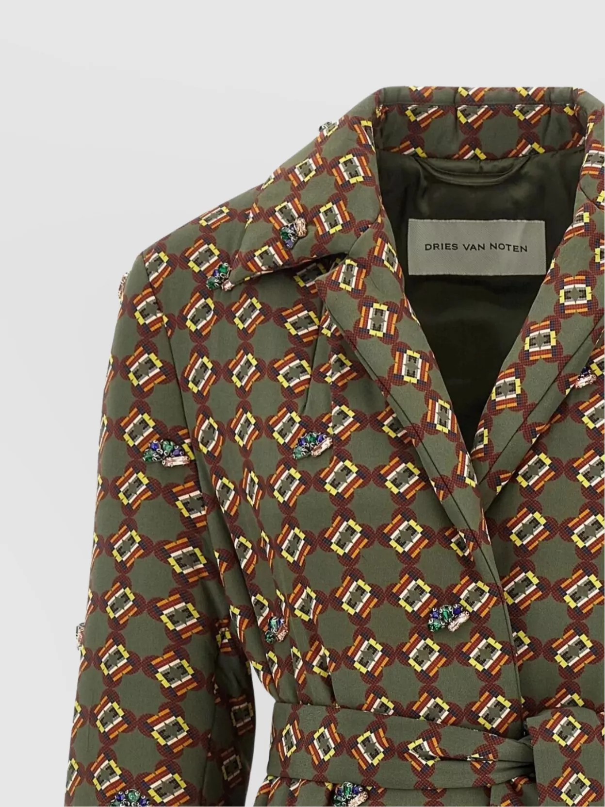 Dries Van Noten Sequined Coat Belted Waist