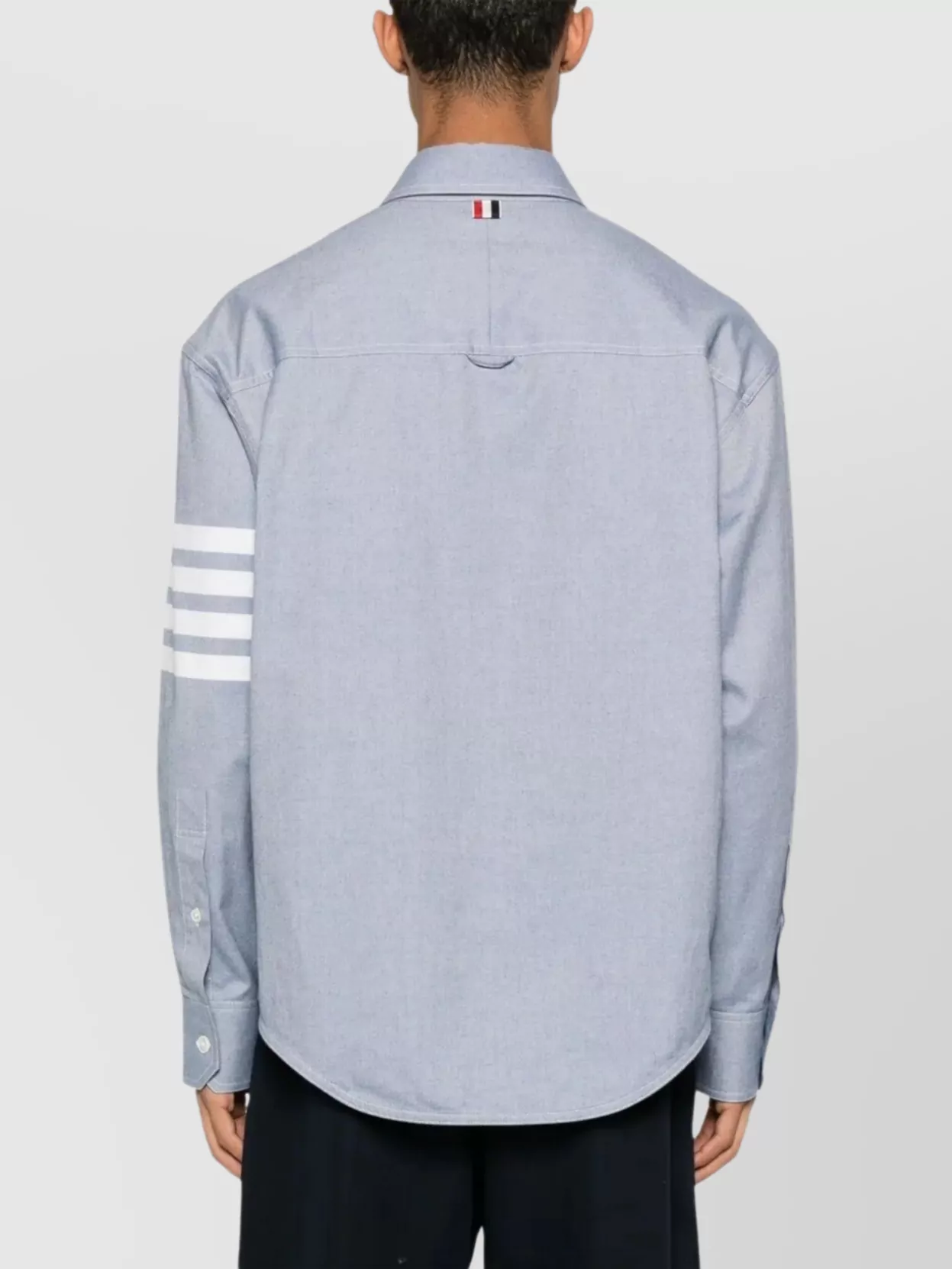 Thom Browne Flannel Shirt Featuring Button-down Collar In Gray