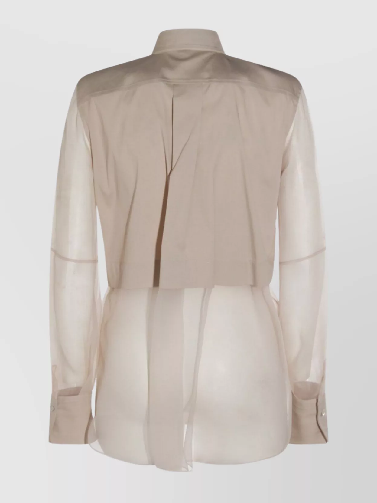Brunello Cucinelli Longline Sheer Top Pointed Collar In Gray