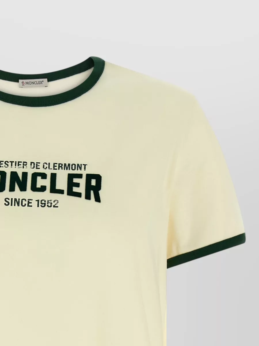 Moncler Ribbed Trim Logo Print Cotton T-Shirt