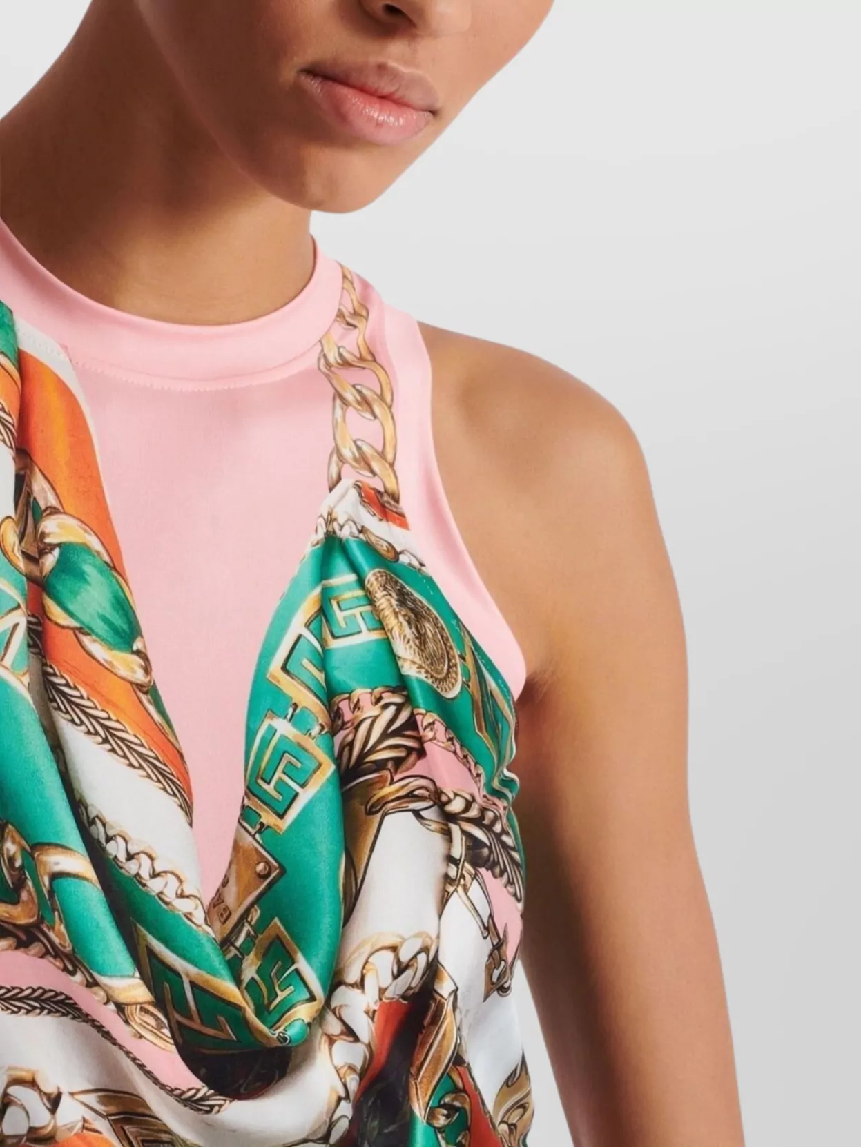 Balmain Sleeve Chain Print Top