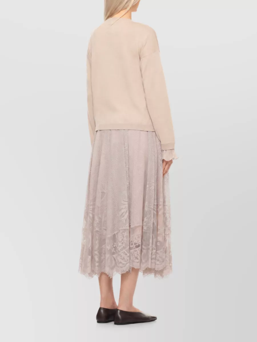 Fabiana Filippi Fine-Knit Wool-Cotton Crewneck Midi Dress