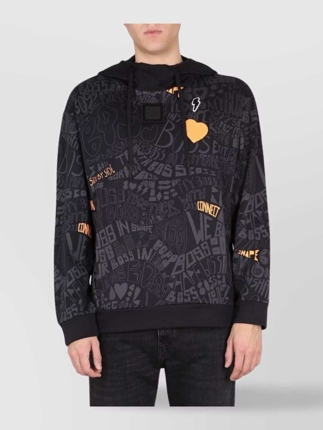 Boss Graphic Print Hooded Sweatshirt And Pocket