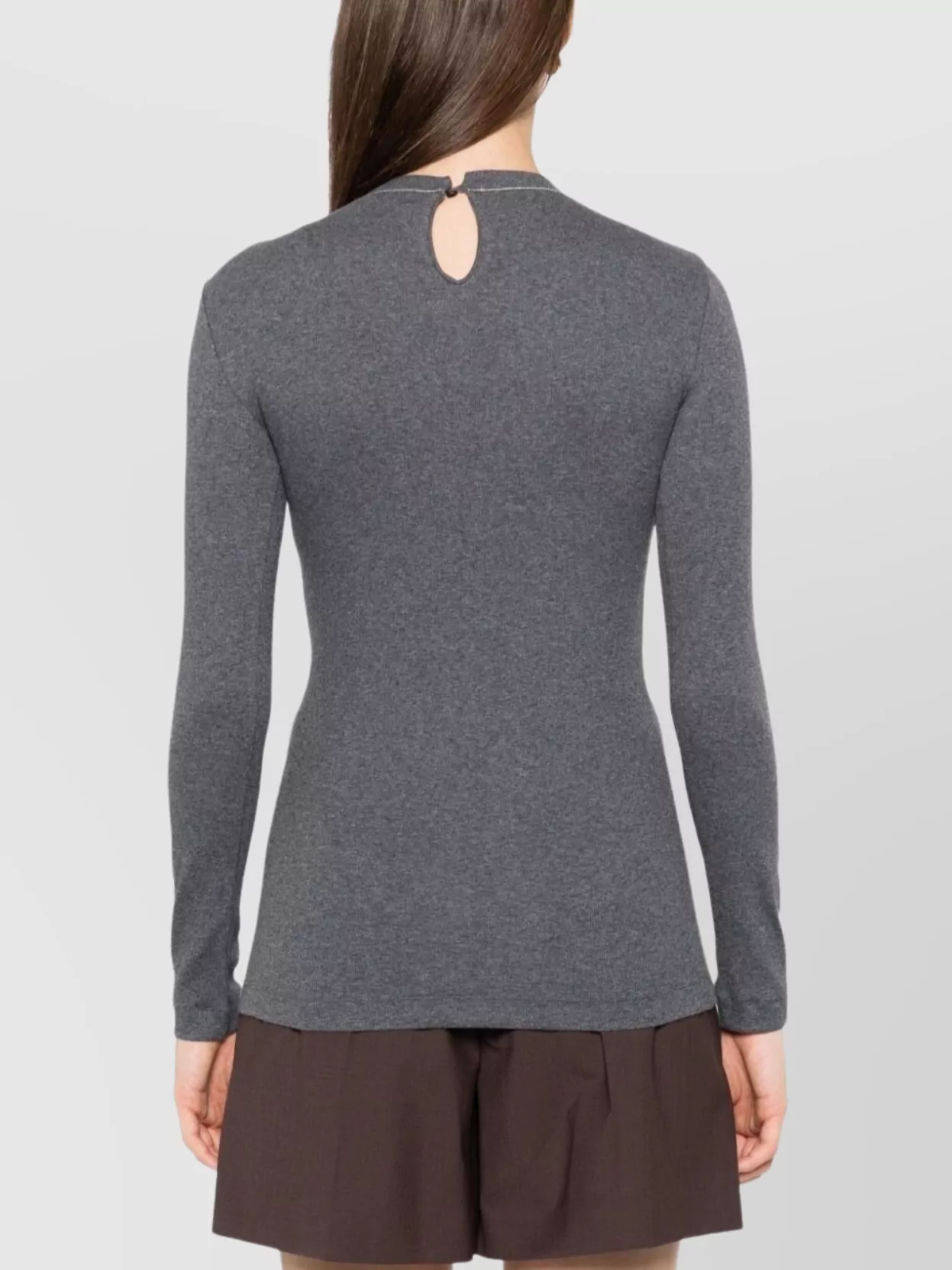 Brunello Cucinelli Cotton Crewneck Sweater Featuring Keyhole Detail
