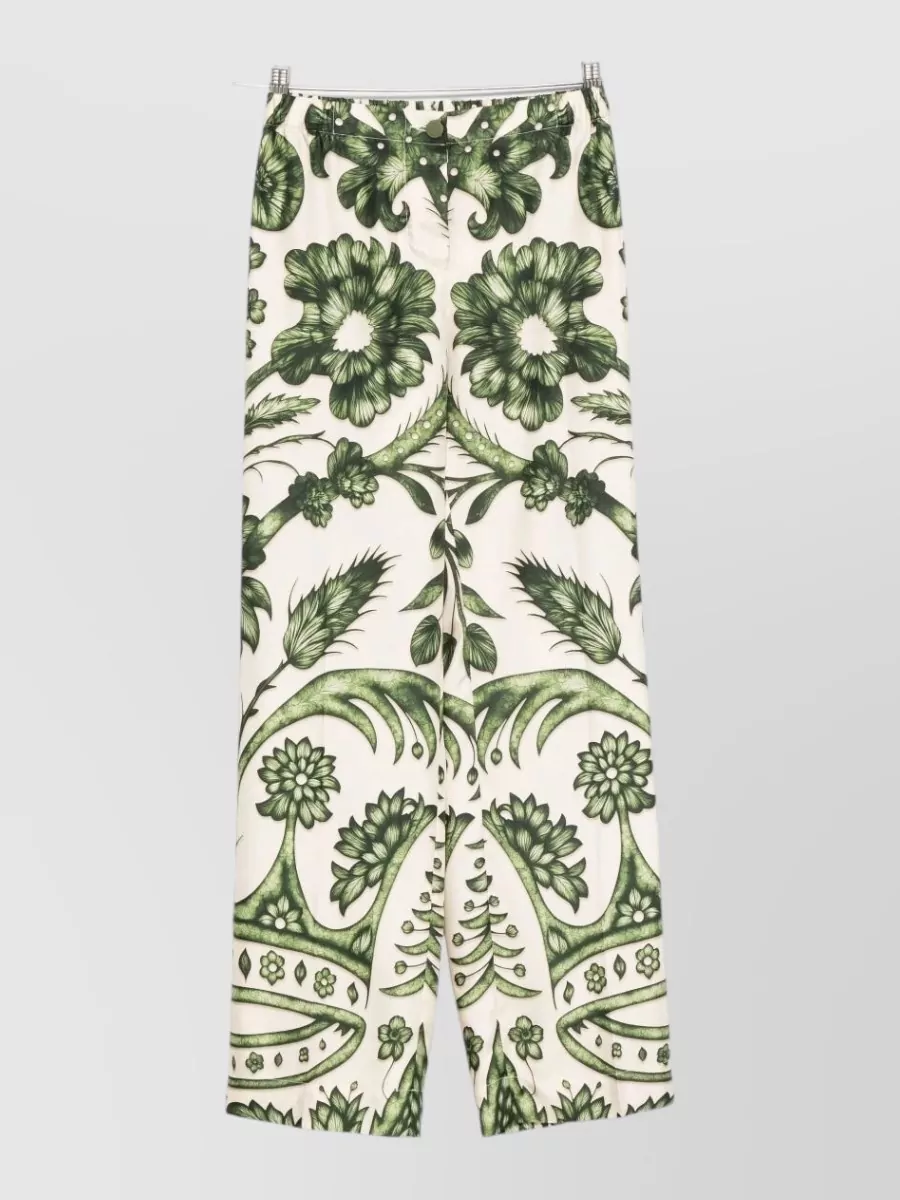 F.r.s For Restless Sleepers Silk floral-print high-rise wide-leg trousers