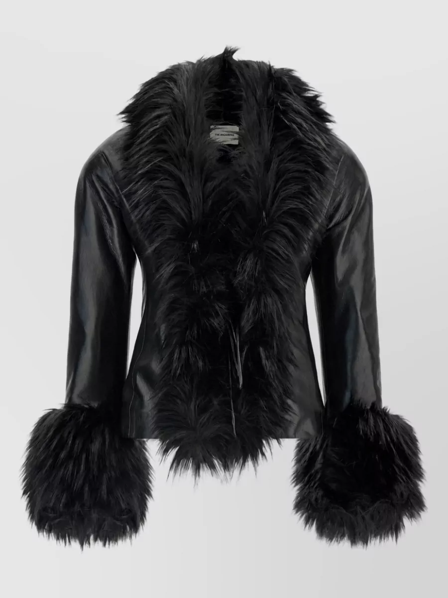 The Andamane faux fur trim leather-effect fitted jacket
