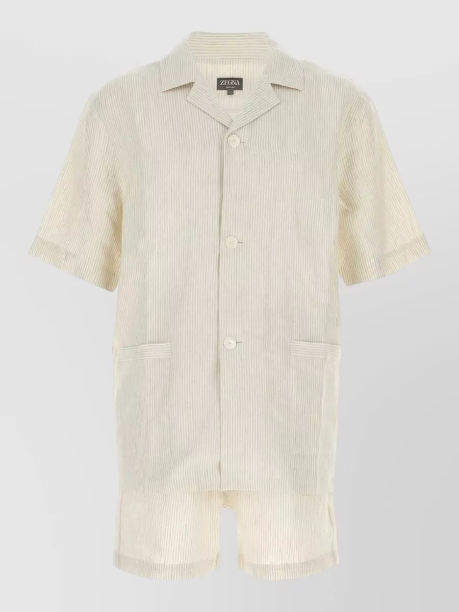 Zegna Linen pyjama set striped shirt and shorts