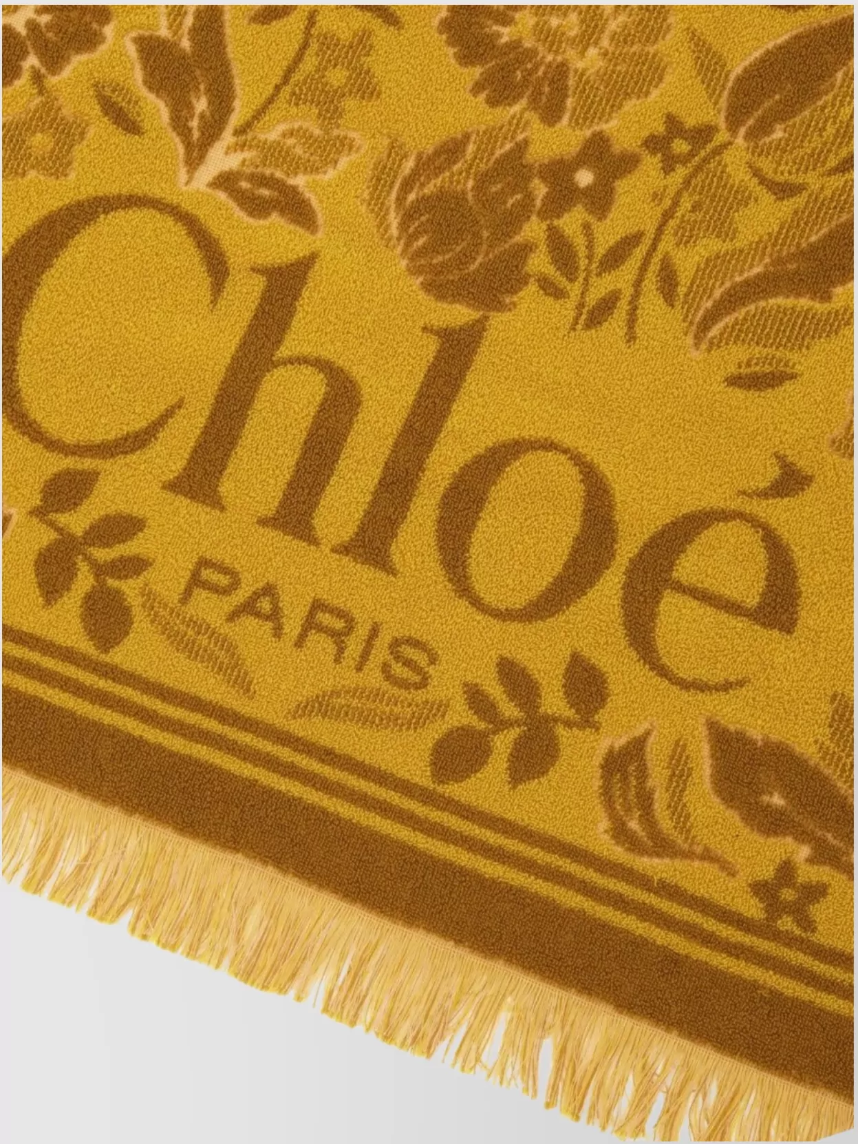 CHLOÉ COTTON TOWELING SCARF WITH FLORAL JACQUARD MOTIF