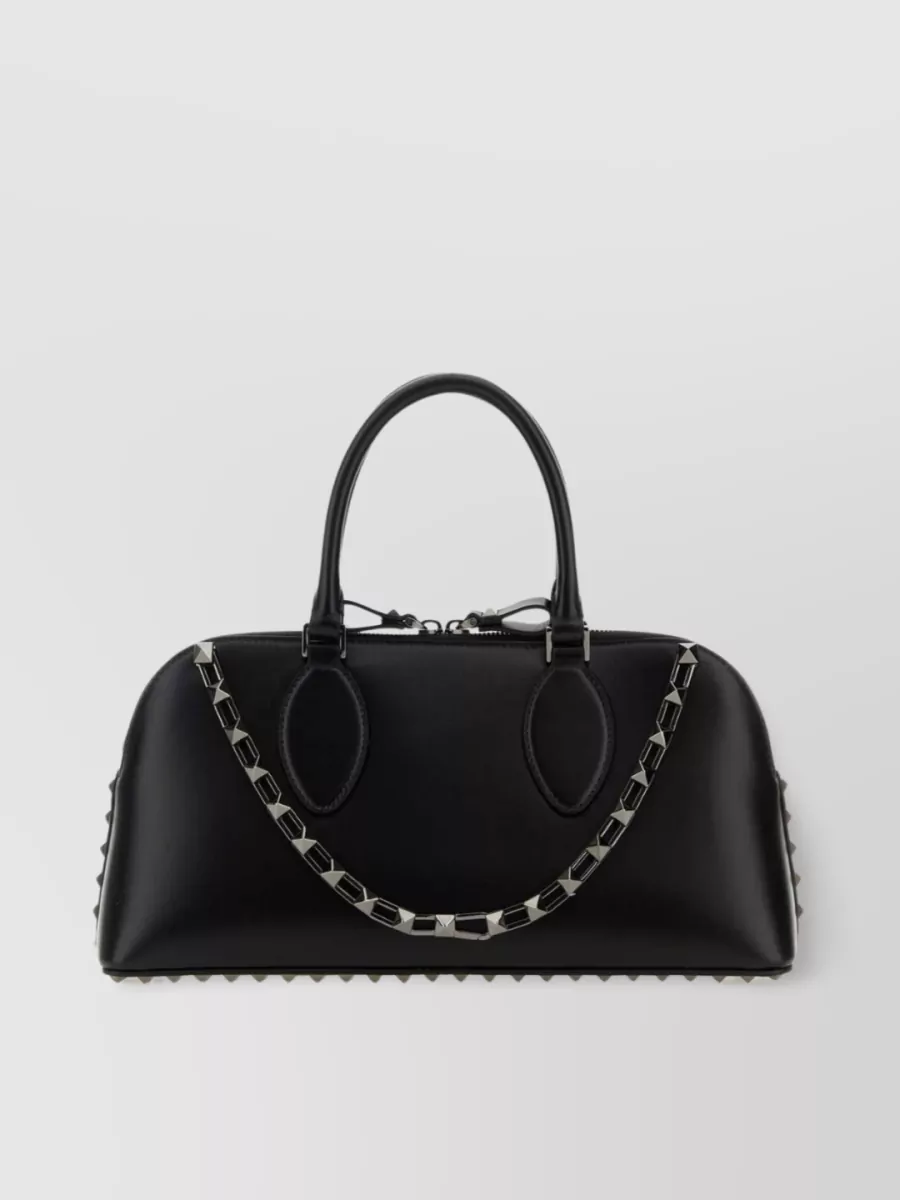 Shop Valentino Rockstud Tote With Structured Silhouette And Studded Detailing In Black