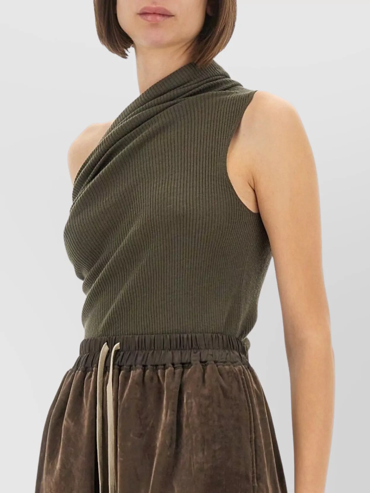 Rick Owens Asymmetric One-shoulder Ribbed Knit Top