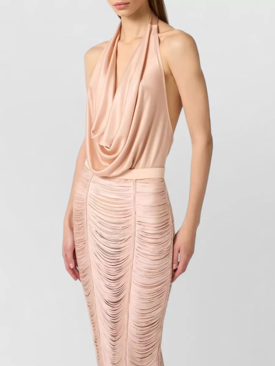 Elisabetta Franchi Halterneck Sleeveless Top Satin Silk Blend