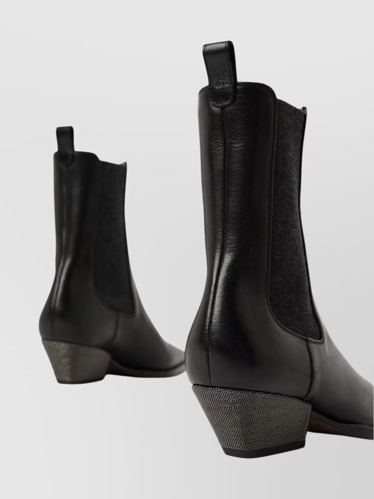 Brunello Cucinelli Leather Ankle Boots Cuban Heel