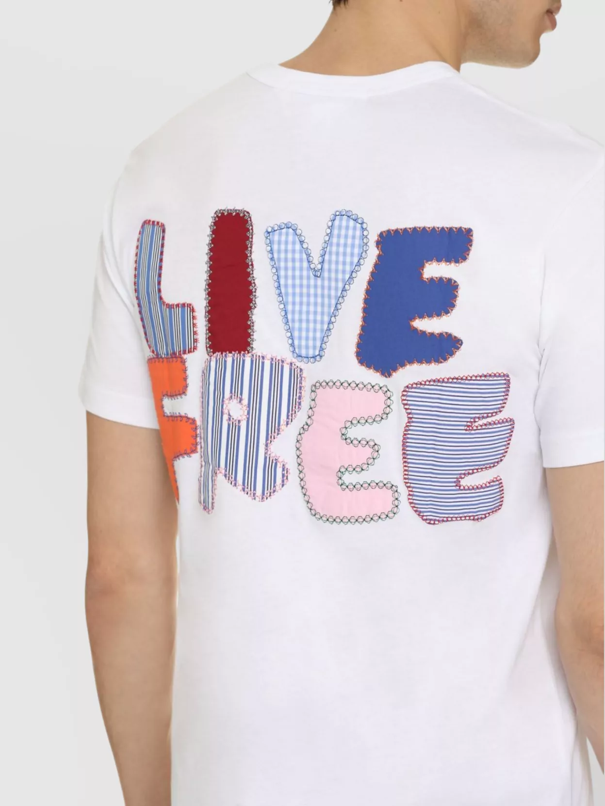 Comme Des Garçons Ribbed Crew Neck Graphic T-Shirt
