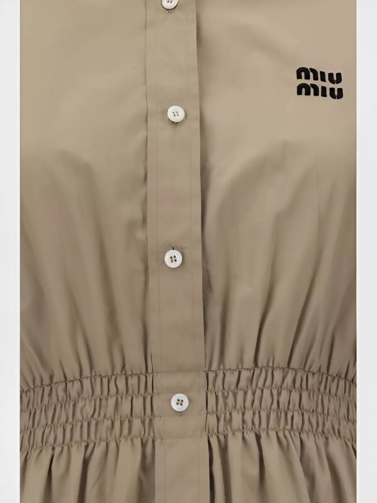 Miu Miu Poplin Shirt Dress Waist Gathering Detail