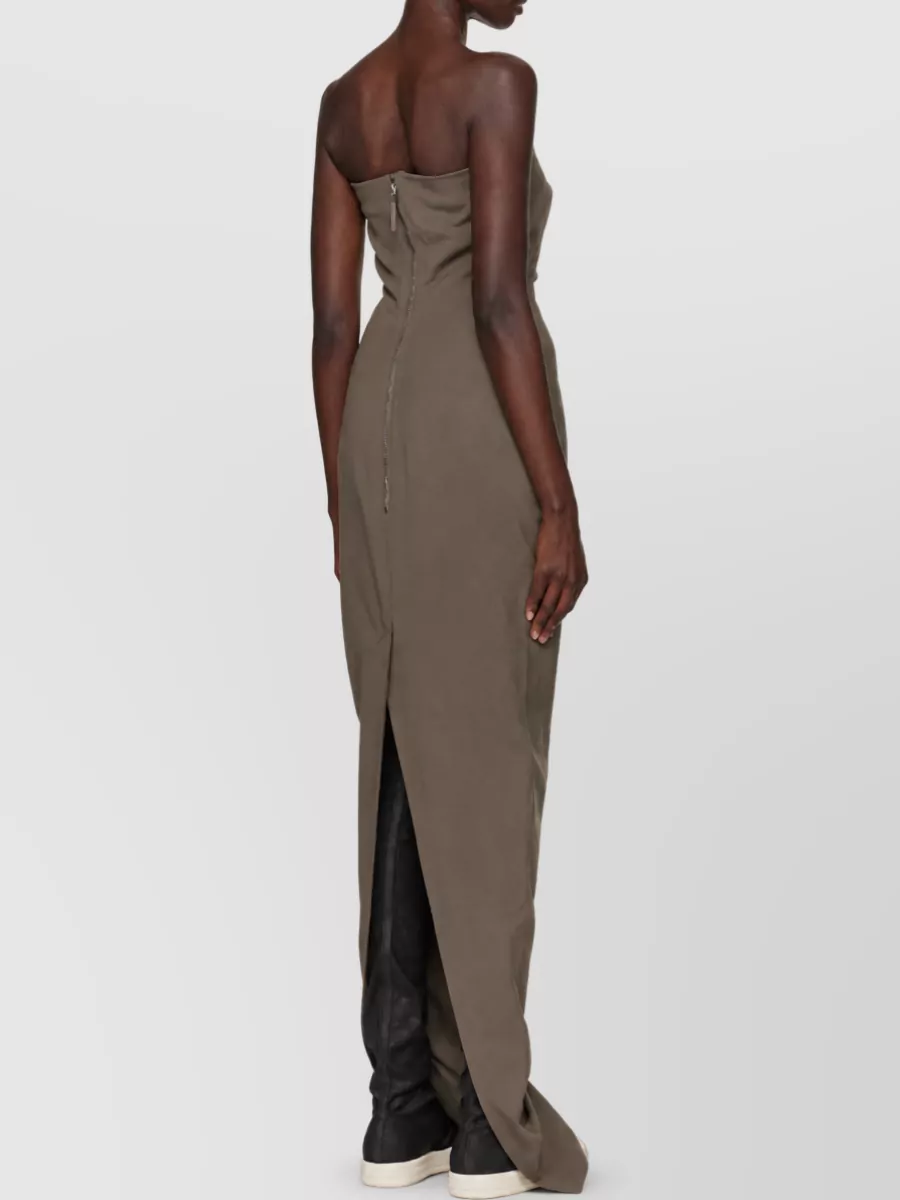Rick Owens Virgin Wool Strapless Paneled Maxi Dress