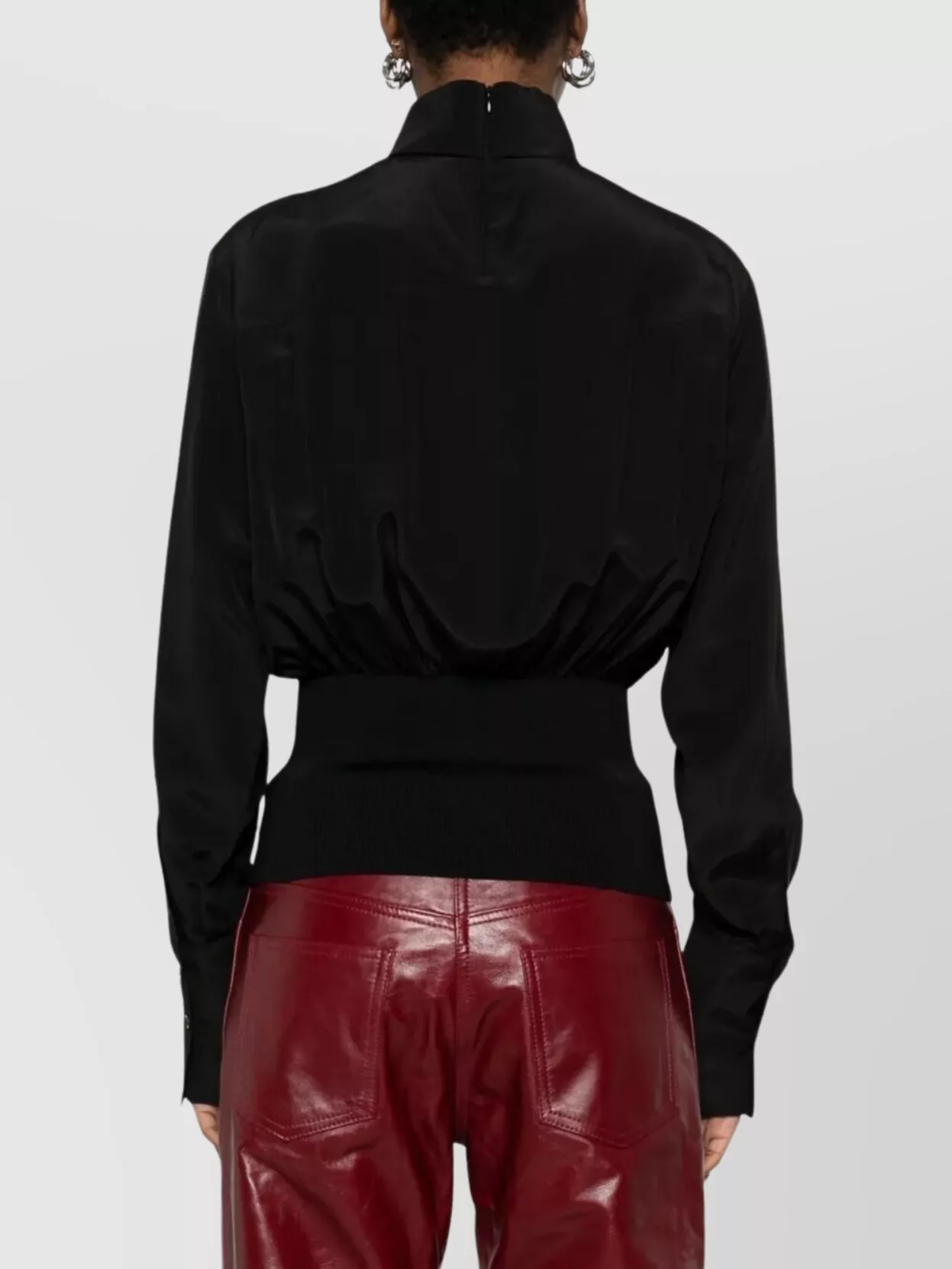 Sportmax High Neck Long Sleeve Ribbed Top