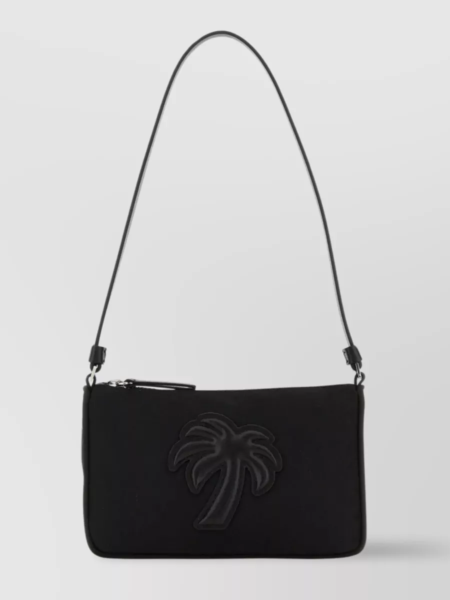 Shop Palm Angels Embroidered Nylon Shoulder Bag In Black