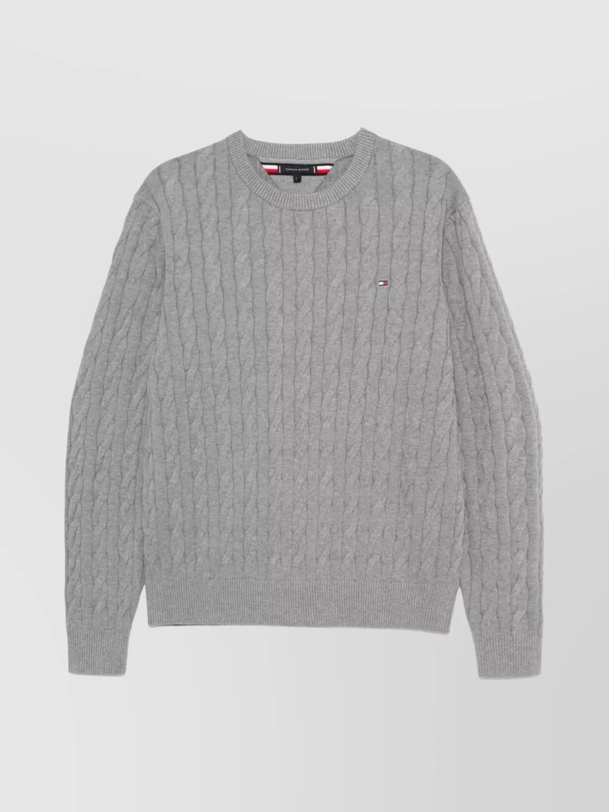 Tommy Hilfiger Textured Knit Crew Neck Sweater In Gray