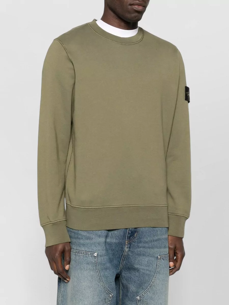 Stone Island Crewneck Sweatshirt Ribbed Cuffs Hem