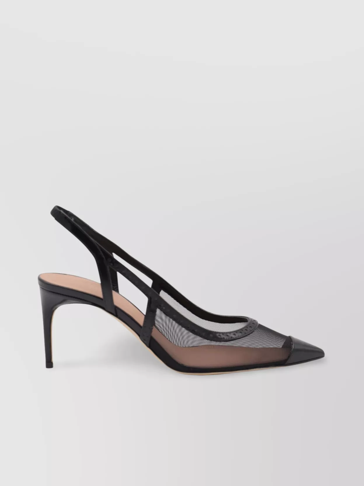 Malone Souliers Sheer Mesh Pointed Toe Stiletto Pumps In Black